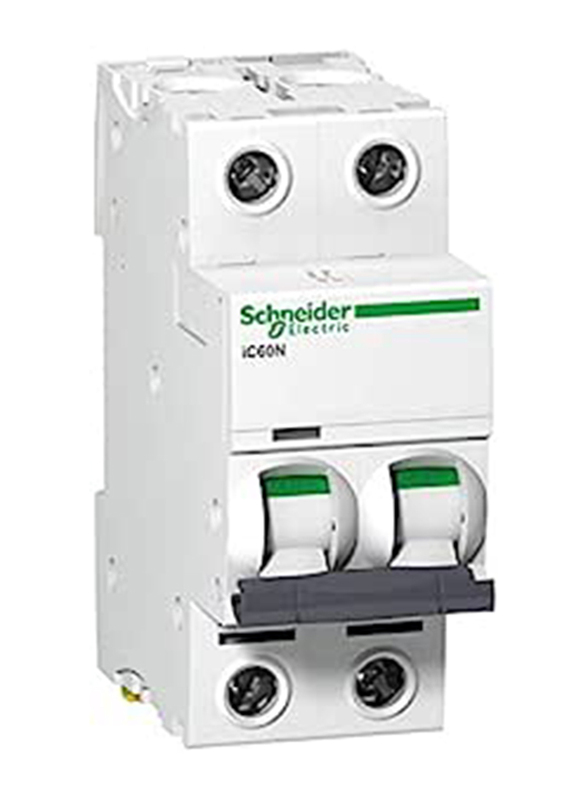 Schneider Electric Acti9 IC60N 2P 32 A C Miniature Circuit Breaker, 440V, White