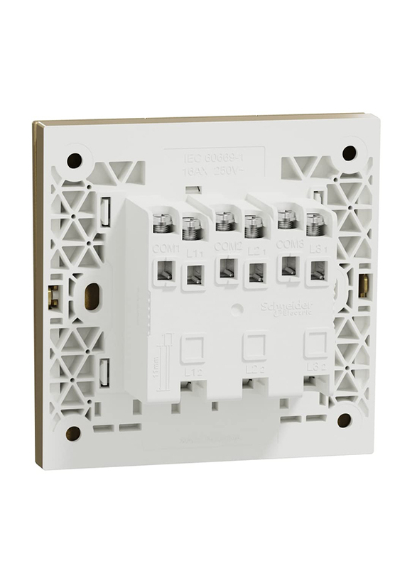 Schneider Electric Avataron C Switch with Fluorescent Locator, 3 Gang, 16Ax, 1 Way, 250 V, E8733L1F_WG, Wine Gold