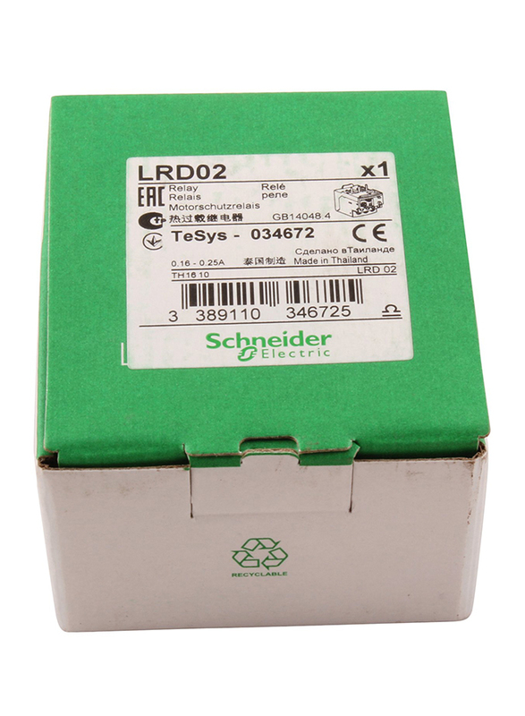 Schneider Electric LRD02 690 Volts Relay, Black