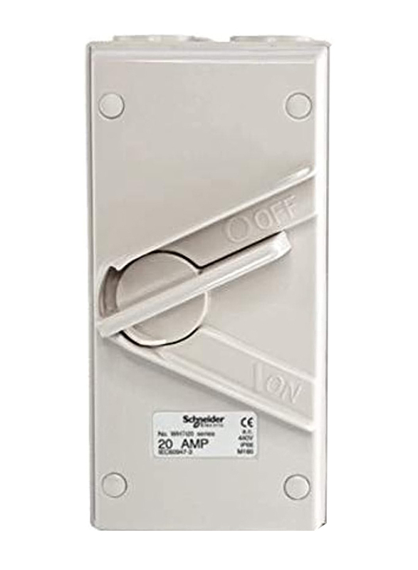 Schneider Electric 3 Pol 20 Amp Weather Protected Surface Isolating Switch, White