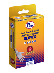 Palm Disposable Latex Powder Free Gloves, Large, 30 Piece, Clear