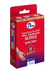 Palm Disposable Vinyl Powder Free Gloves, XL, 20 Piece, Clear