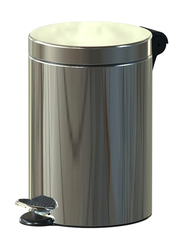 Alda Stainless Steel Freedom Fresh Round Pedal Trash Bin, 3 Liters, Silver