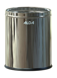 Alda Stainless Steel Room Waste Basket, 7 Liters, Silver