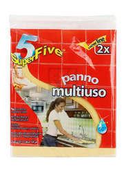 Super 5 Panno Multiuso Multipurpose Kitchen Cloth for Cleaning, 2 Pieces, Yellow