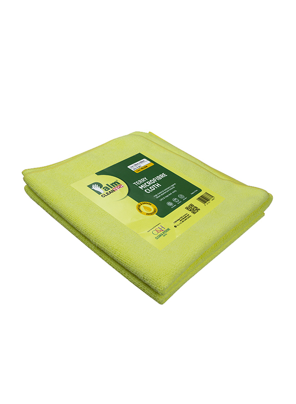 Palm Clean Tech Terry Microfibre Cleaning Cloth Set, 20 Pieces, 40 x 40cm, Yellow