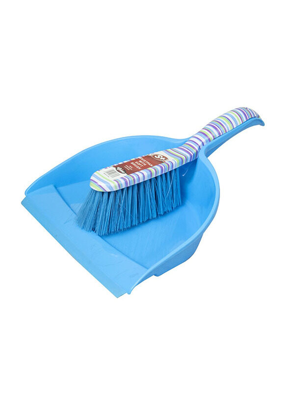

S+ Dust Pan Set with Soft Brush, Blue