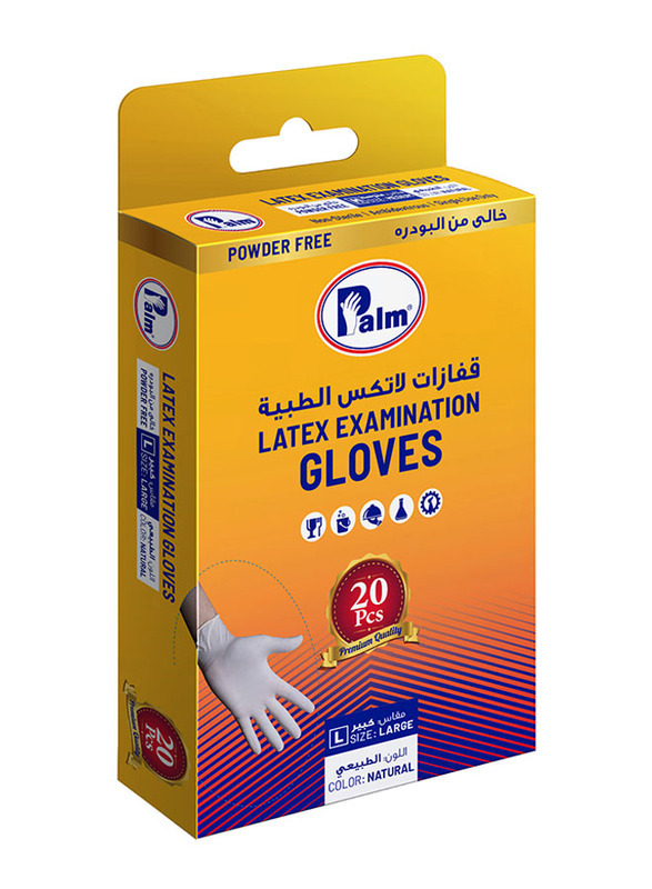 Palm Disposable Latex Powder Free Gloves, Large, 20 Piece, Clear