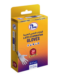 Palm Disposable Latex Powder Free Gloves, Small, 30 Piece, Clear