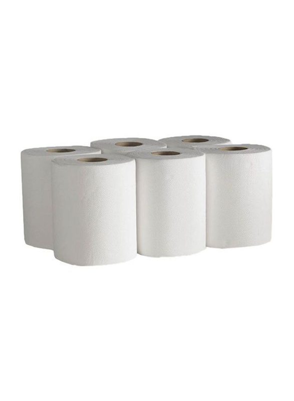 C&H Save Plus Hand Towel Tissue Paper Roll, 6 Rolls, White