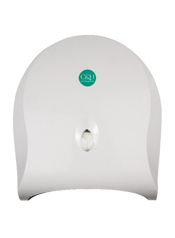 C & H Jumbo Toilet Tissue Roll Dispenser, White