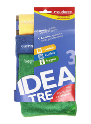 Eudorex Idea 3 Microfiber Multipurpose Cleaning Cloth Set, Multicolour, 3 Pieces