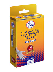 Palm Disposable Latex Powder Free Gloves, Medium, 30 Piece, Clear