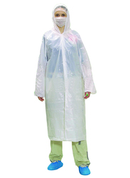 Palm Polyethylene Visitors Coat, P01600580, White, 10-Piece