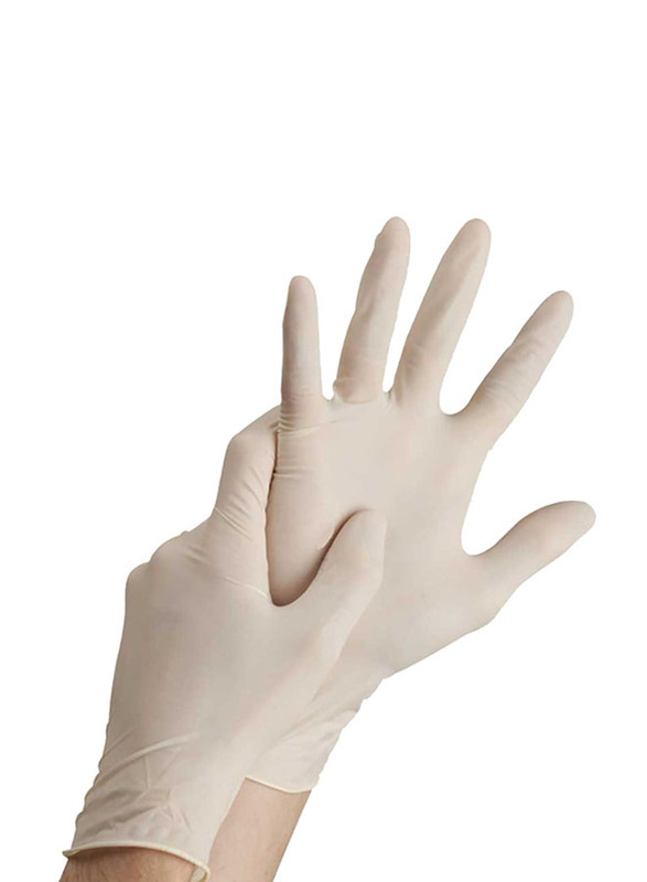 Palm Disposable Latex Powdered Gloves, Medium, 100 Piece, Clear