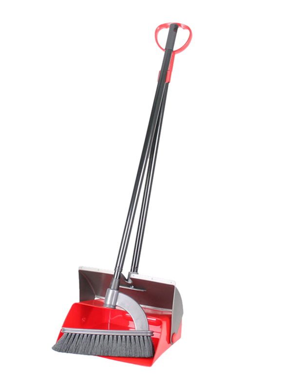 Rival Dustpan Set Combi with Telescopic Handle, Red/Silver