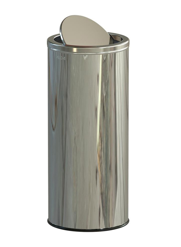 Alda Stainless Steel Gloss Swing Trash Bins with Lid, 45 Liters, Silver