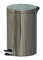 Alda Stainless Steel Freedom Fresh Round Pedal Trash Bin, 12 Liters, Silver
