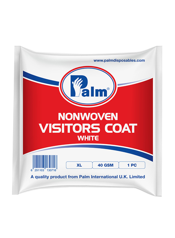 Palm Non Woven Visitors Coat, XL, P01600370, White, 1 Piece Visitors Coat
