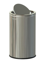 Alda Stainless Steel Gloss Swing Trash Bins with Lid, 18 Liters, Silver