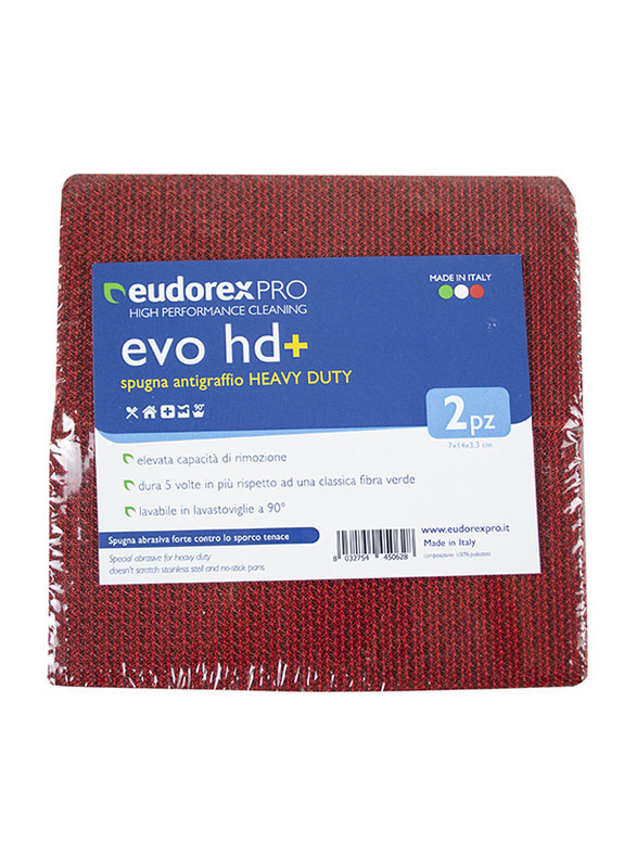Eudorex Sinks & Cooking Top Multicolour Evo Sponge, 4 Pieces, Red