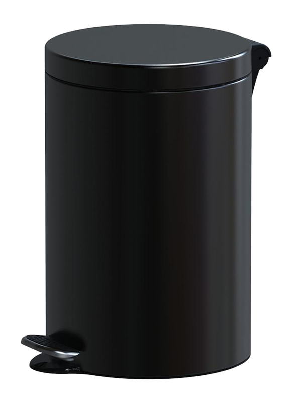 Alda Stainless Steel Freedom Fresh Round Pedal Trash Bin with Soft Close, 12 Liters, Black