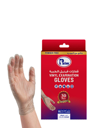 Palm Disposable Vinyl Powder Free Gloves, XL, 30 Piece, Clear
