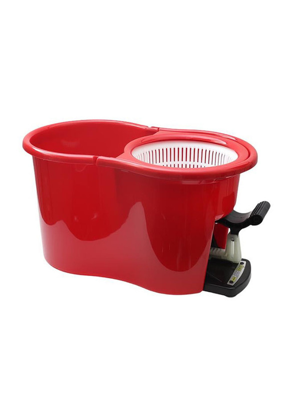 Super 5 Roto Mop with Pedal Trolley Bucket Combo, Red