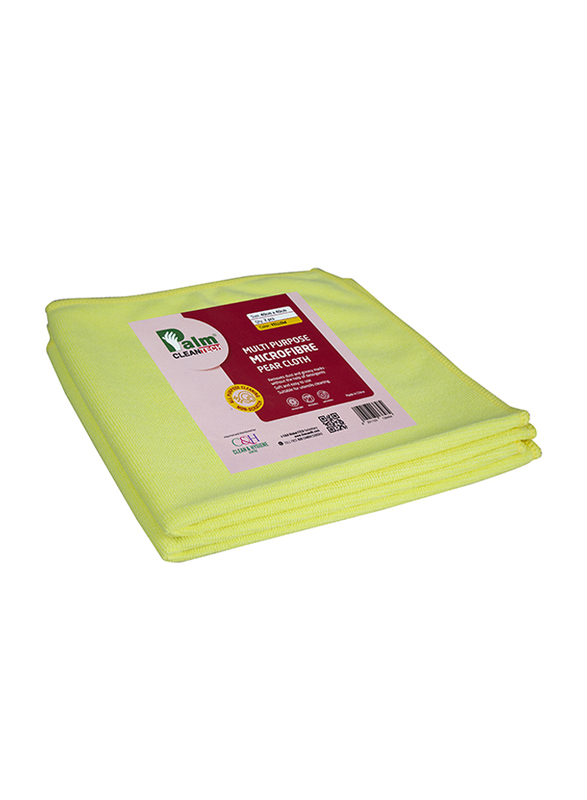 Palm Clean Tech Pear Microfibre Cleaning Cloth Set, 20 Pieces, 50 x 80cm, Yellow