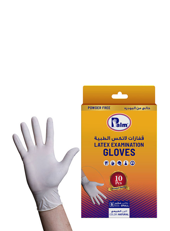 Palm Disposable Latex Powder Free Gloves, Small, 10 Piece, Clear