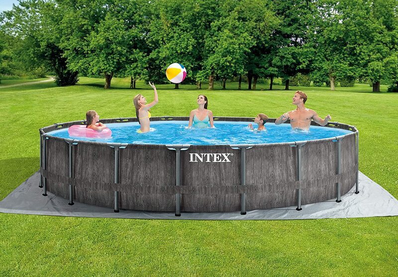 Intex Prism Frame Premium Pool Set,  18ft x 48in, Grey