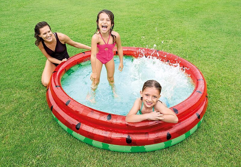 Intex Round Swimming and Wading Watermelon Pool for Ages 2+, 66-Inch, Red/Green