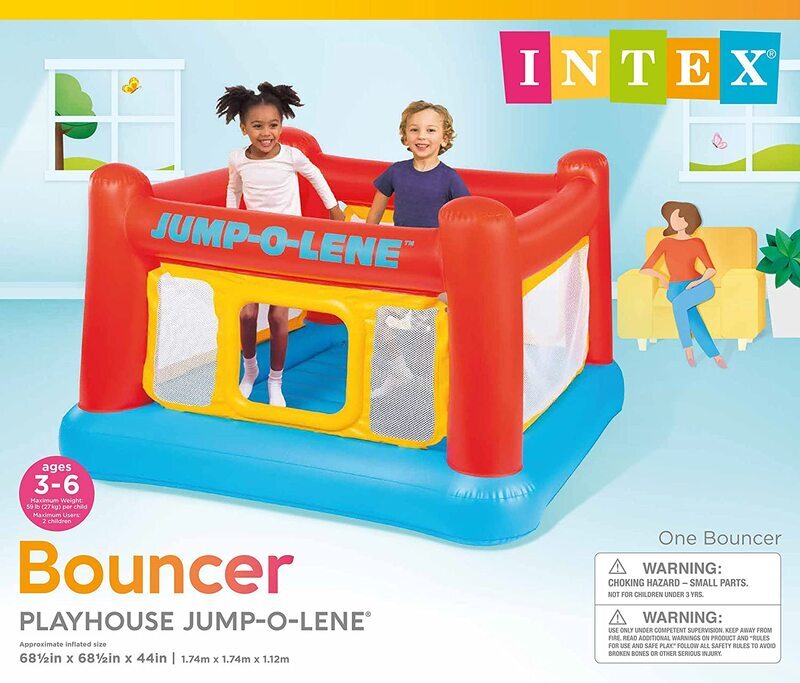 Intex Inflatable Jump-O-Lene Playhouse Trampoline Bounce House Pool for Kids, Ages 3+, Red/Yellow