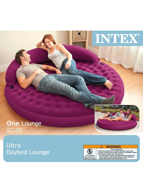 Intex Inflatable Round Sofa for Indoors Outdoors and Pool Use, Maroon