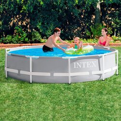 Intex Prism Frame Pool with Pump, 26702, 10 Ft x 30 Inch, Grey