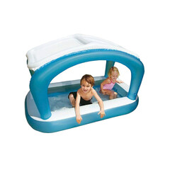 Intex Sun Shade Rectangular Baby Swimming Pool, Blue/White