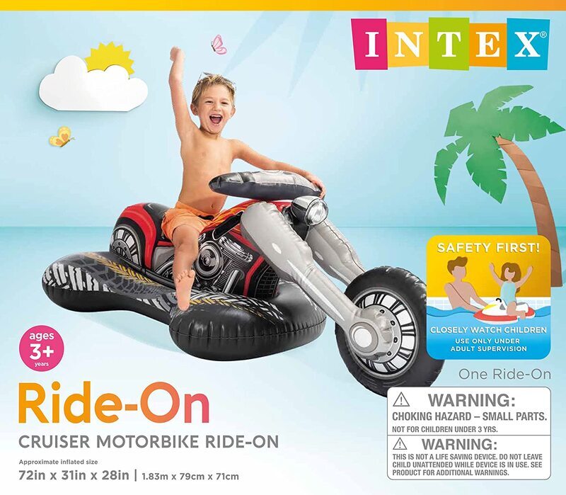 Intex Cruiser Motorcycle Ride-On Pool Toy For Ages 3+, Black