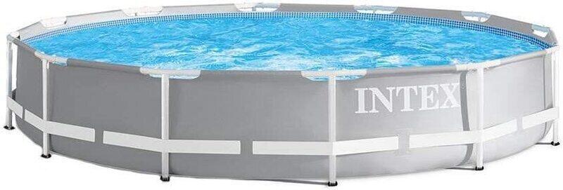 

Intex Durable Prism Steel Frame Above Ground Swimming Pool, 12ft x 30in, Grey