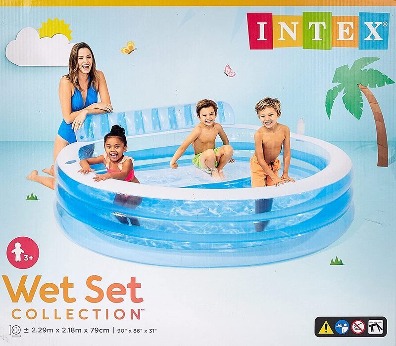 Intex 57190 Inflatable Family Luxury Paddling Pool, Blue