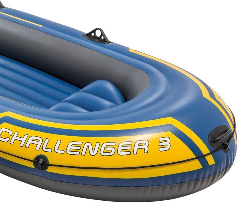 Intex Challenger 3 Inflatable Boat Set with Oars & Inflator, Multicolour