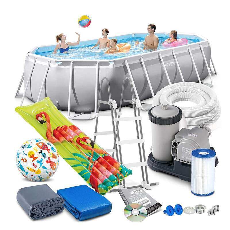 

Intex Prism Frame Oval Swimming Pool, Grey