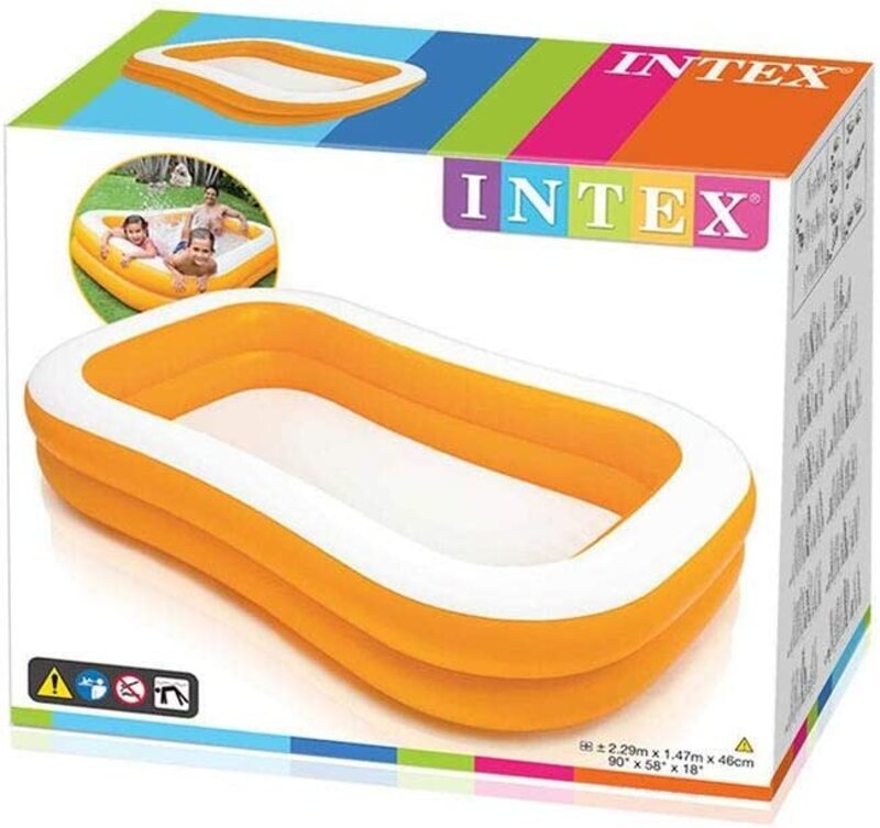 Intex Mandarin Outdoor Swim Center Family Lounge Inflatable Pool, 57181, 90 x 58 x 18cm, Orange