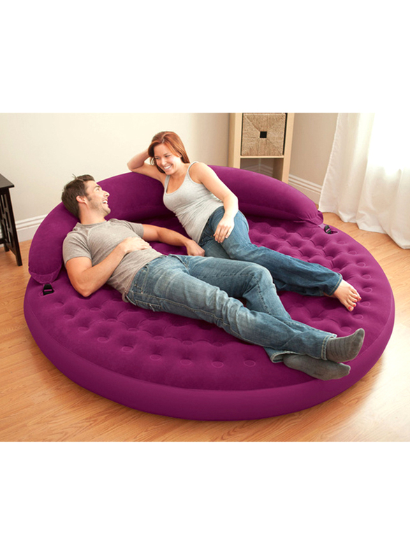 Intex Inflatable Round Sofa for Indoors Outdoors and Pool Use, Maroon