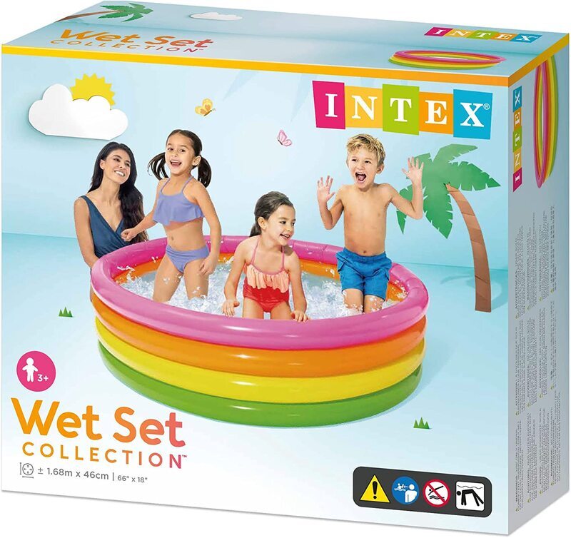 Intex Inflatable 4 Hoops Sunset Swimming Pool, Multicolour