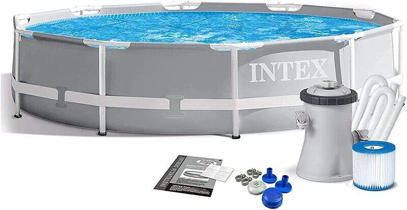 Intex Prism Frame Pool Set, 26702Uk, 10ft x 30in, Grey