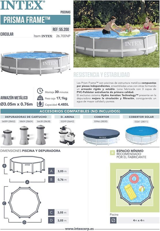 Intex Prism Frame Pool, 26700, 10 Ft x 30 Inch, Blue