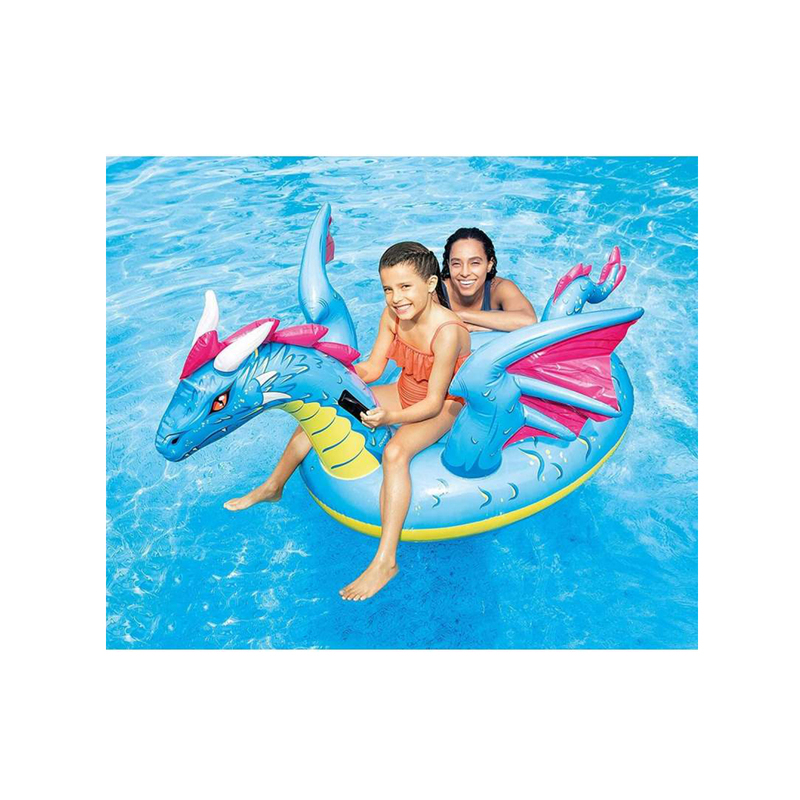 Intex Dragon Ride On Pool Toy, Blue/Yellow/Pink, Ages 3+