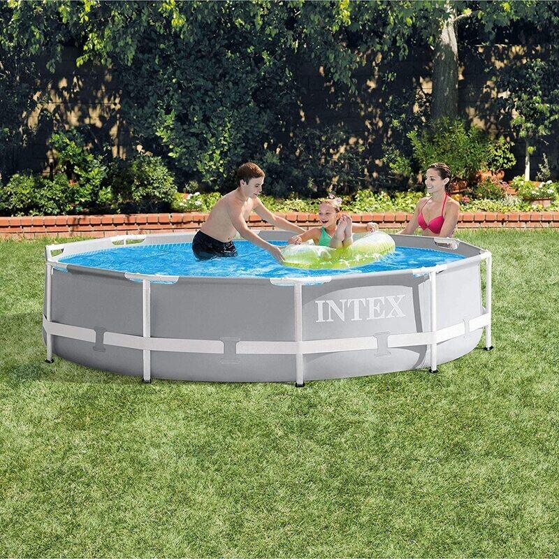 Intex Prism Frame Above Ground Swimming Pool, 10ft x 30in, Grey