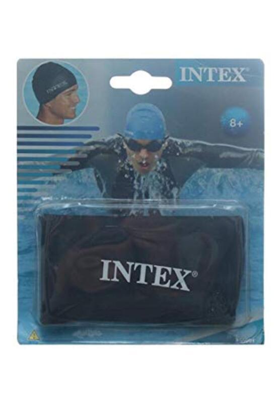 Intex Professional Waterproof Silicone Swimming Cap for Adults, 55991, Black