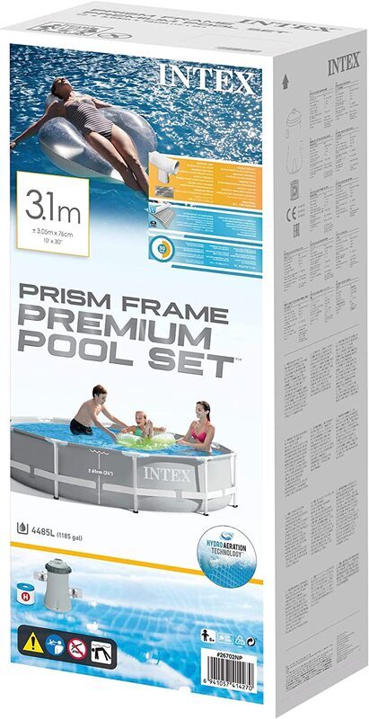 Intex Prism Frame Pool with Pump, 26702, 10 Ft x 30 Inch, Grey